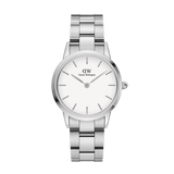 Daniel Wellington Iconic Link White Dial Silver Steel Strap Watch For Women - DW00100205