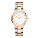 Daniel Wellington Iconic Link White Dial Two Tone Steel Strap Watch For Women - DW00100358