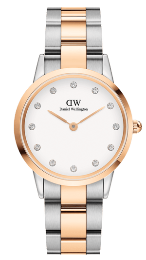 Daniel Wellington Iconic Link White Dial Two Tone Steel Strap Watch For Women - DW00100359