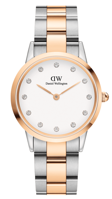 Daniel Wellington Iconic Link White Dial Two Tone Steel Strap Watch For Women - DW00100359
