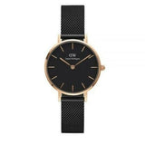 Daniel Wellington Petite Ashfield Black Dial Black Mesh Strap Watch For Women - DW00100245
