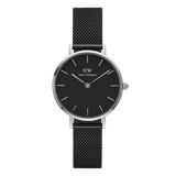 Daniel Wellington Petite Ashfield Black Dial Black Mesh Strap Watch For Women - DW00100246