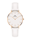 Daniel Wellington Petite Bondi White Dial White Leather Strap Watch for Women - DW00100189