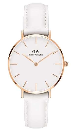 Daniel Wellington Petite Bondi White Dial White Leather Strap Watch for Women - DW00100189
