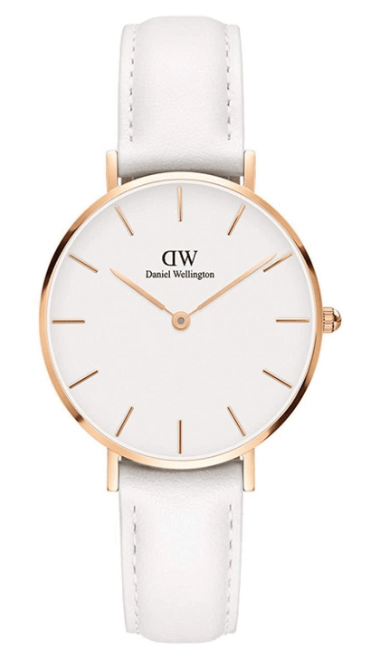 Daniel Wellington Petite Bondi White Dial White Leather Strap Watch for Women - DW00100189