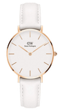 Daniel Wellington Petite Bondi White Dial White Leather Strap Watch for Women - DW00100189