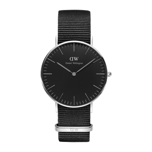 Daniel Wellington Petite Cornwall Black Dial Black Nylon Strap Watch For Women - DW00100248