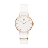 Daniel Wellington Petite Dover Quartz White Dial White NATO Strap Watch For Women - DW001000313