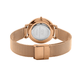 Daniel Wellington Petite Melrose Black Dial Rose Gold Mesh Strap Watch For Women - DW00100303