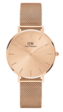 Daniel Wellington Petite Rose Gold Dial Rose Gold Mesh Strap Watch For Women - DW00100472