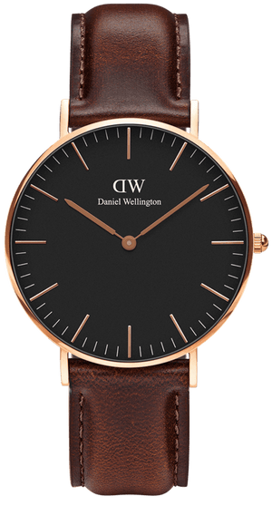 Daniel Wellington Petite St Mawes Black Dial Brown Leather Strap Watch For Women - DW00100169