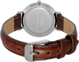 Daniel Wellington Petite White Dial Brown Leather Strap Watch For Women - DW00100243