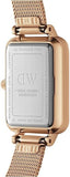 Daniel Wellington Quadro Melrose Green Dial Rose Gold Mesh Strap Watch For Women - DW00100437