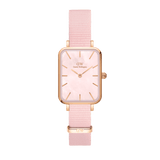 Daniel Wellington Quadro Pressed Mother of Pearl Pink Dial Pink Nylon Strap Watch For Women - DW00100509