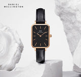 Daniel Wellington Quadro Sheffield Black Dial Black Leather Strap Watch For Women - DW00100435