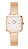 Daniel Wellington Quadro Studio White Dial Rose Gold Mesh Strap Watch For Women - DW00100517