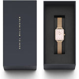 Daniel Wellington Quadro Studio White Dial Rose Gold Mesh Strap Watch For Women - DW00100517