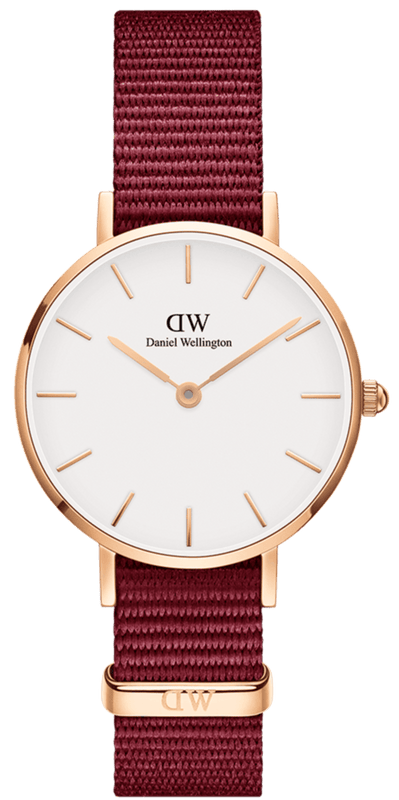 Daniel Wellington Roselyn 3A Petite White Dial Red NATO Strap Watch For Women - DW00100293