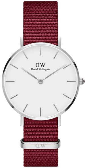 Daniel Wellington Roselyn 3A Petite White Dial Ruby Red NATO Strap Watch For Women - DW00100292