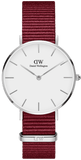 Daniel Wellington Roselyn 3A Petite White Dial Ruby Red NATO Strap Watch For Women - DW00100292