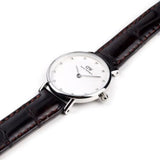 Daniel Wellington York White Dial Brown Leather Strap Watch For Women - DW00100069