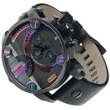 Diesel Badass Chronograph Anthracite Dial Black Leather Strap Watch For Men - DZ7270