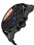 Diesel Little Daddy Black Dial Black Leather Strap Watch For Men - DZ7334