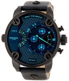 Diesel Little Daddy Black Dial Black Leather Strap Watch For Men - DZ7334