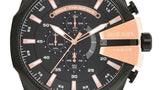 Diesel Mega Chief Black Dial Black Steel Strap Watch For Men - DZ4309