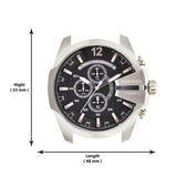 Diesel Mega Chief Black & Silver Round Dial Brown Leather Strap Watch For Men - DZ4290