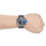 Diesel Mega Chief Chronograph Black Dial Black Leather Strap Watch For Men - DZ4500
