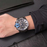 Diesel Mega Chief Chronograph Black Dial Black Leather Strap Watch For Men - DZ4500