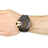 Diesel Mega Chief Chronograph Black Dial Black Steel Strap Watch For Men - DZ4338