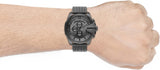 Diesel Mega Chief Chronograph Black Dial Black Steel Strap Watch For Men - DZ4527