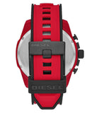 Diesel Mega Chief Chronograph Black Dial Red Rubber Strap Watch For Men - DZ4526
