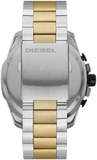 Diesel Mega Chief Chronograph Black Dial Two Tone Steel Strap Watch For Men - DZ4581