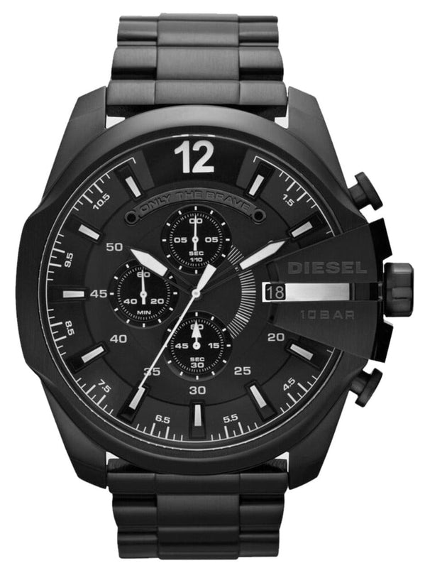 Diesel Mega Chief Chronograph Black Steel Strap Watch For Men - DZ4283