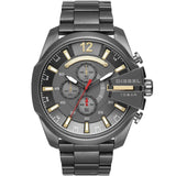 Diesel  Mega Chief Chronograph Grey Dial Grey Steel Strap Watch For Men - DZ4421