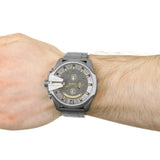 Diesel Mega Chief Chronograph Grey Dial Grey Steel Strap Watch For Men - DZ4466