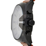 Diesel Mega Chief Grey Dial Brown Leather Strap Watch For Men - DZ4463