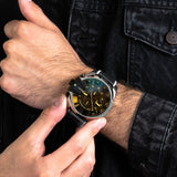 Diesel Mega Chief Quartz Black Dial Grey Leather Strap Watch For Men - DZ4523