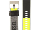 Diesel Mega Chief Quartz Black Dial Grey Leather Strap Watch For Men - DZ4523