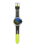 Diesel Mega Chief Quartz Black Dial Grey Leather Strap Watch For Men - DZ4523