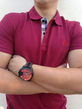 Diesel Mega Chief Quartz Black Dial Two Tone Leather Strap Watch For Men - DZ4305