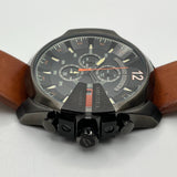 Diesel Mega Chief Quartz Chronograph Brown Leather Strap Watch For Men - DZ4343