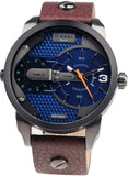 Diesel Mini Daddy Analog Blue Dial Brown Leather Strap Watch For Men - DZ7339