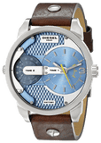 Diesel Mini Daddy LIght Blue Dial Brown Leather Strap Watch For Men - DZ7321