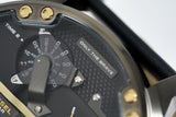 Diesel Mr Daddy 2.0 Black Dial Black Leather Strap Watch For Men - DZ7348