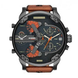 Diesel Mr Daddy 2.0 Black Dial Brown Leather Strap Watch For Men - DZ7332