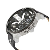 Diesel Mr Daddy Black Dial Black Leather Strap Watch For Men - DZ7313